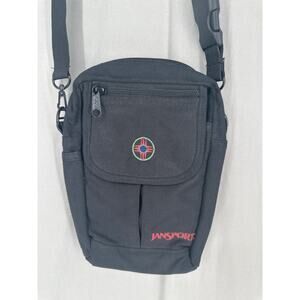90s Vintage Jansport Camera Bag Black Aztec Nylon Y2K Belt Crossbody